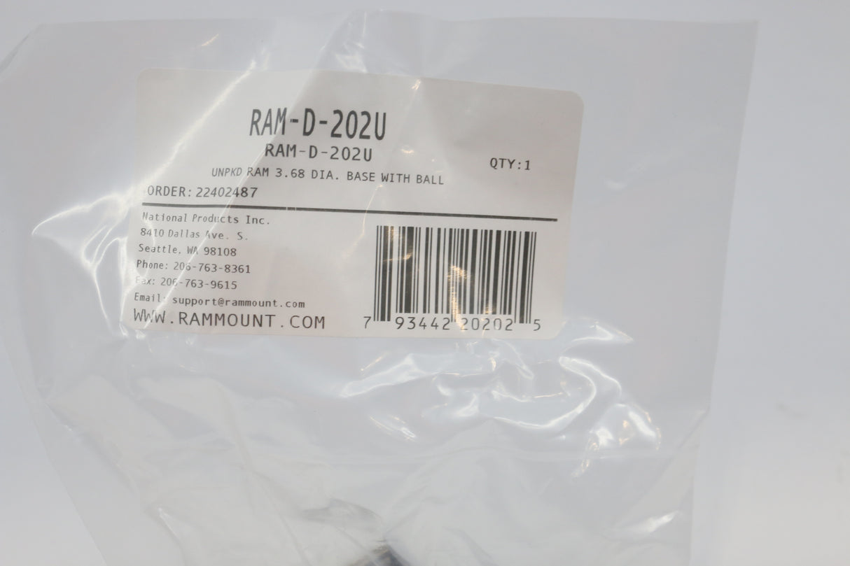 RAM - RAM-D-202U - RAM 3.68 DIAMETER BASE W/ BALL
