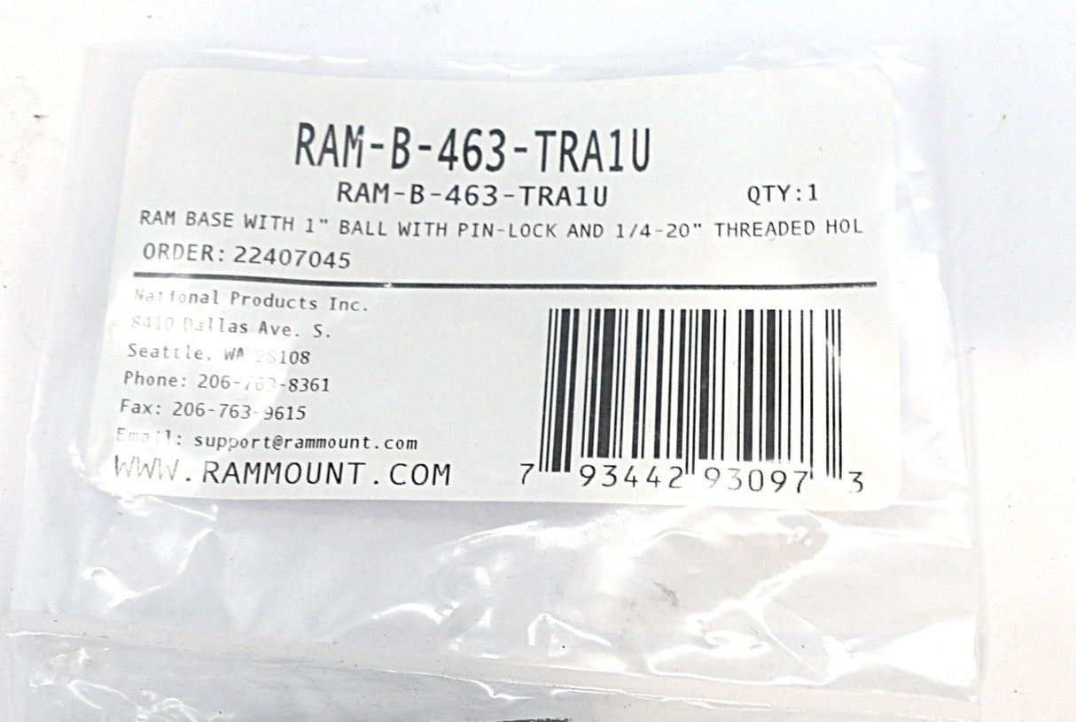 RAM - RAM-B-463-TRA1U - RAM ALUMINUM BALL FOR T-SLOT W/ RUBBER FRICTION WA