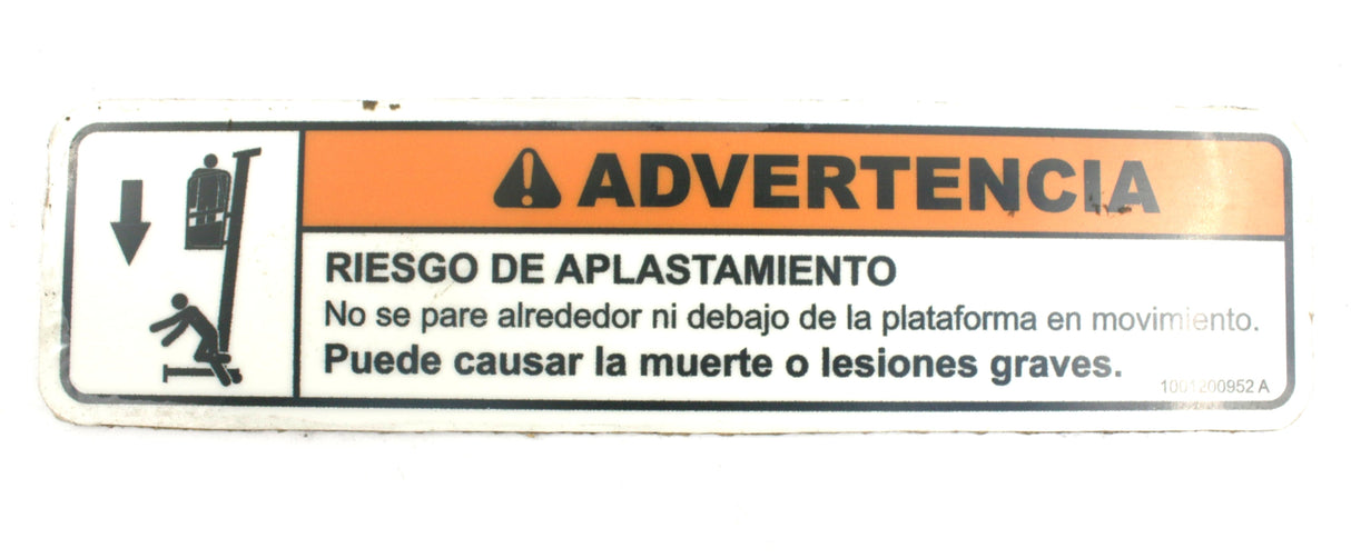 JLG - 1001200952 - DECAL - CRUSHING HAZARD
