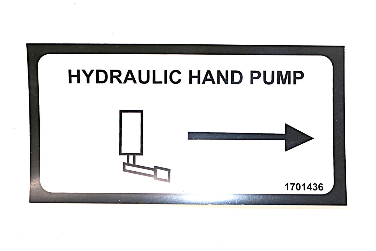 JLG - 1701436 - DECAL - HYD HAND PUMP