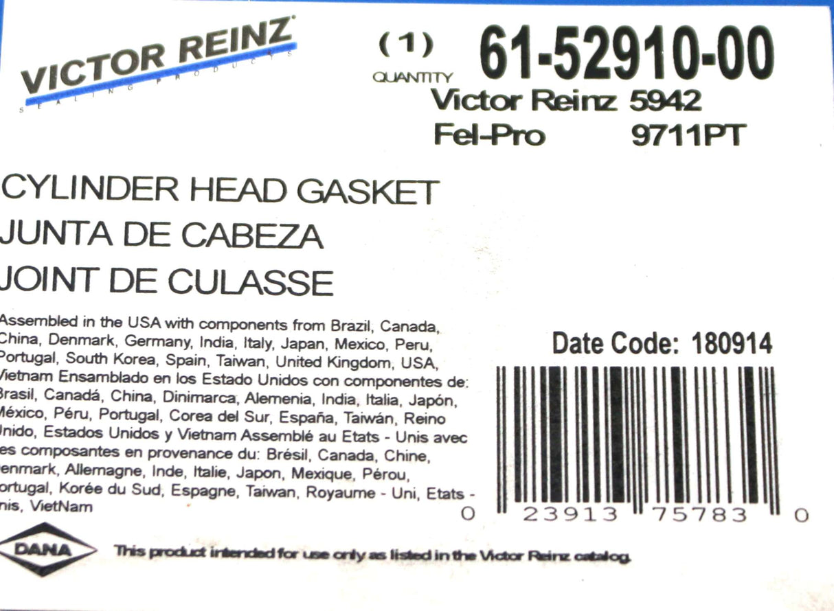VICTOR REINZ - 61-52910-00 - GASKET - CYLINDER HEAD MAHLE 5942