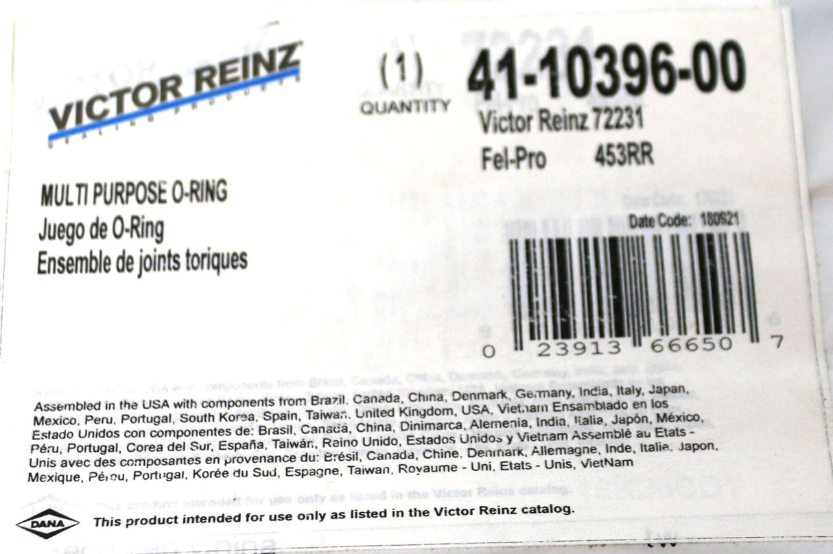 VICTOR REINZ - 41-10396-00 - O-RING - MULTI PURPOSE MAHLE 72231