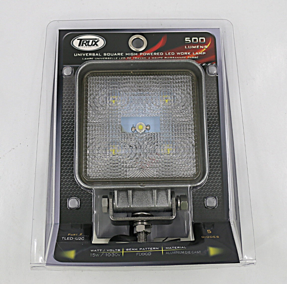 TRUX - TLED-U2C - UNI WHITE SQUARE WORK LIGHT - CLEAR LENS - CHROME