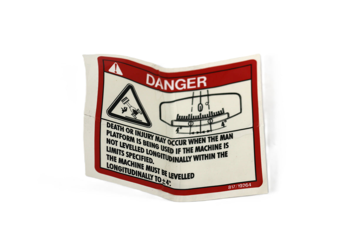 JCB - 817/19264 - (W) (P) LABEL LONGITUDNL OPS LMTS LOADAL
