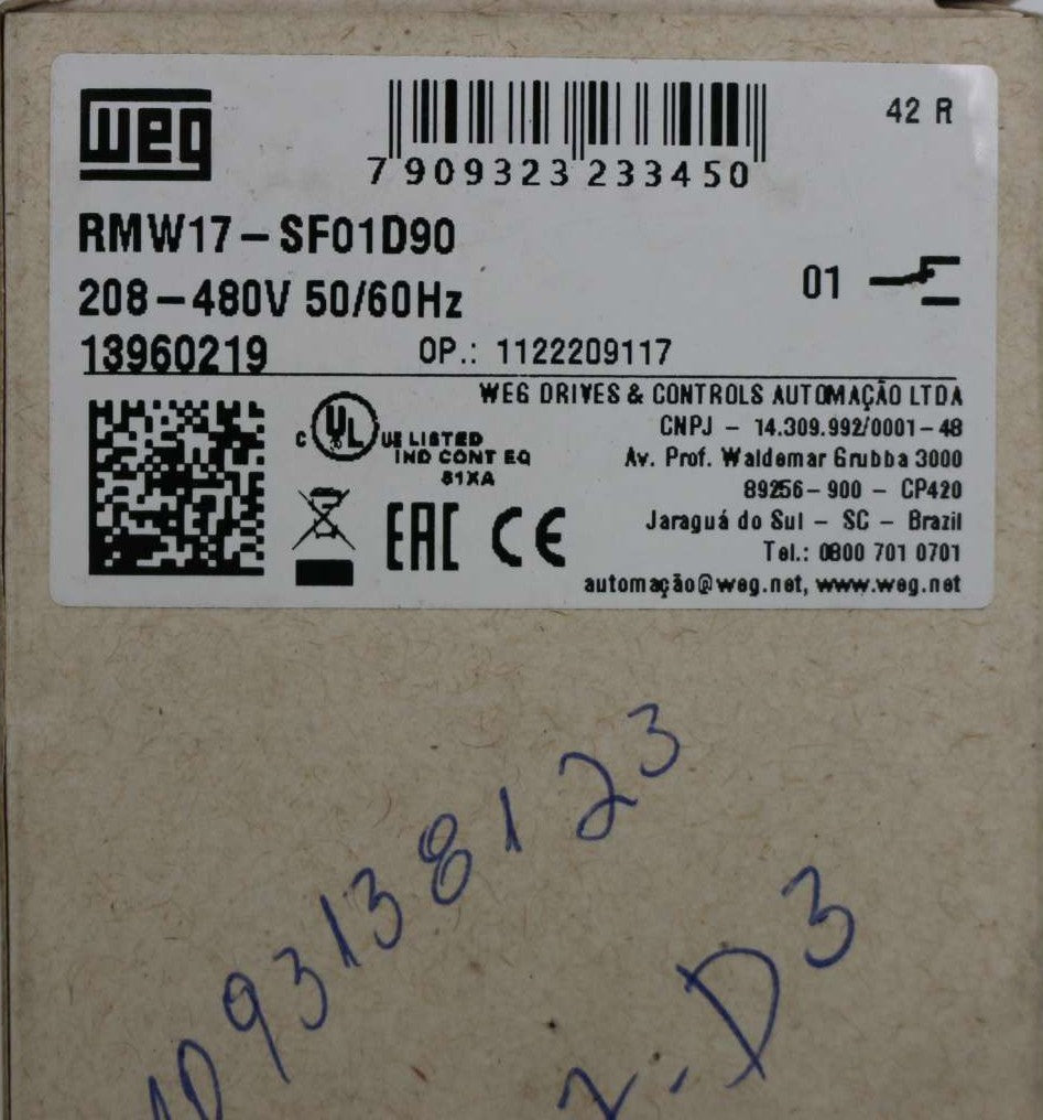 WEG - RMW17-SF01D90 - MONITORING RELAY L1-L2-L3 208-480 V 50/60Hz
