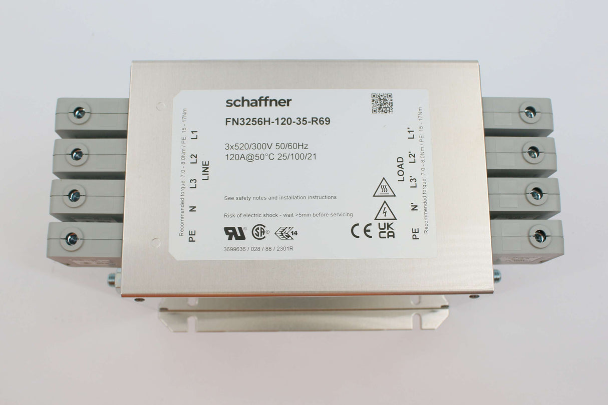 SCHAFFNER ELECTRONICS - FN3256H-120-35-R69 - TERMINAL BLOCK - 3 PHASE 120A 300/520VAC 50/60Hz