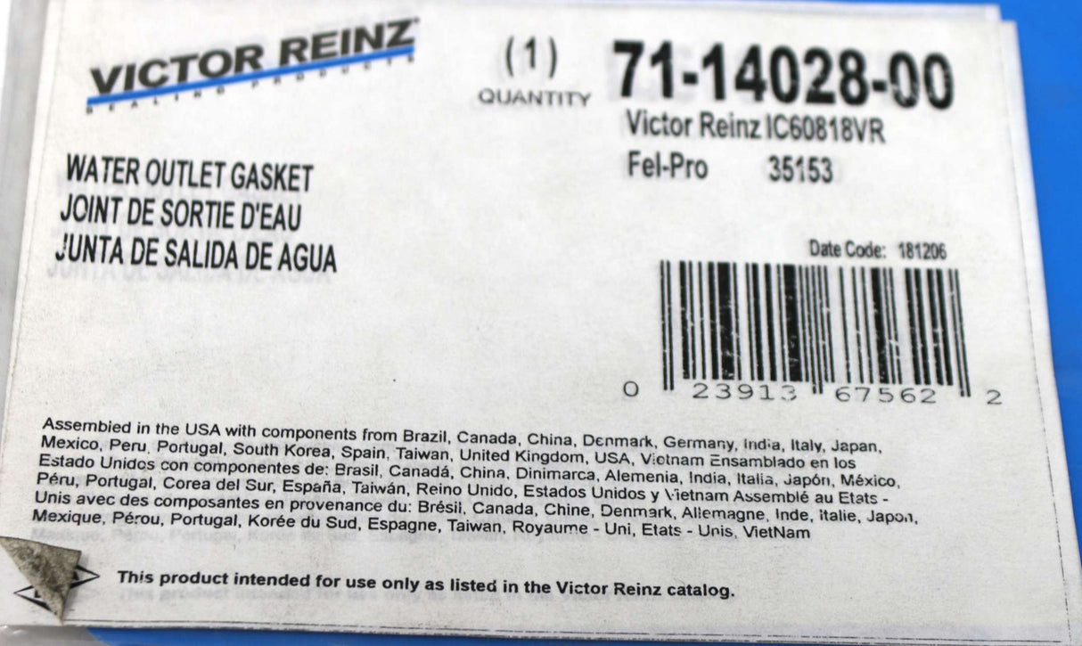 VICTOR REINZ - IC60818VR - WATER OUTLET GASKET