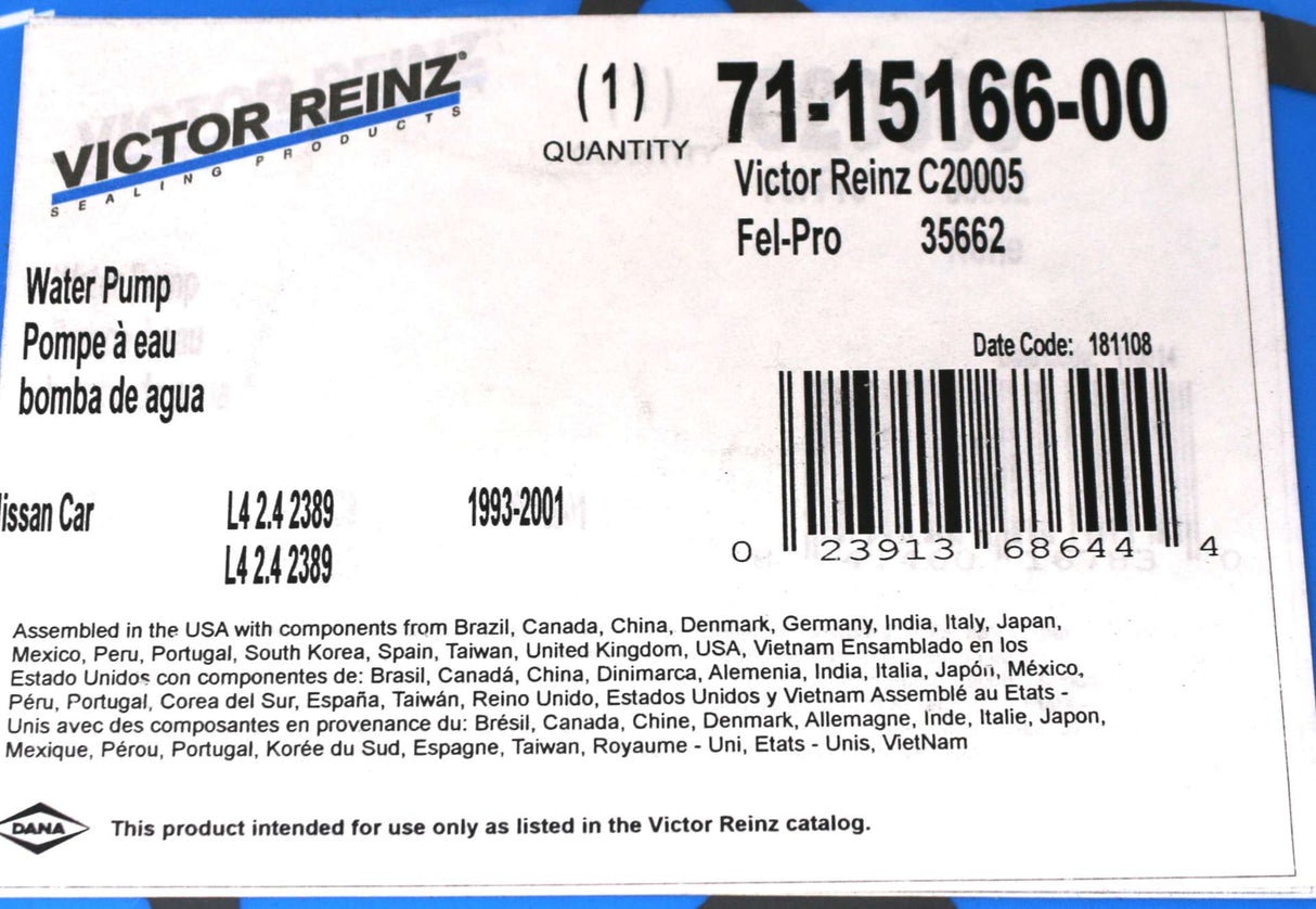 VICTOR REINZ - C20005 - GASKET - WATER PUMP