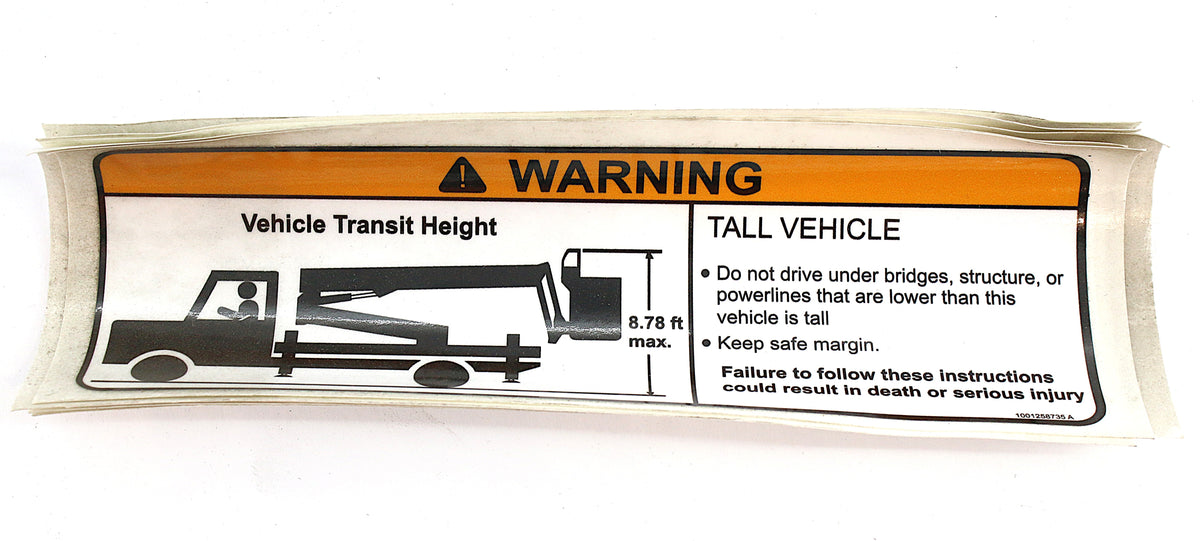 JLG - 1001258735 - DECAL - VEHICLE TRANSIT HEIGHT