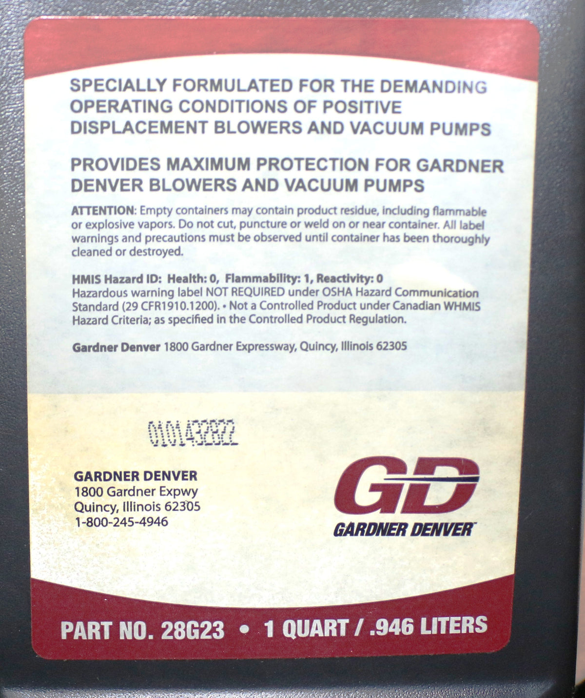 GARDNER DENVER - 28G23 - GARDNER DENVER AEON PD OIL - 1Q