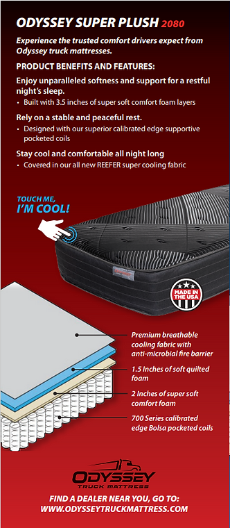 ODYSSEY TRUCK MATTRESS - SUPER PLUSH 12" FOAM MATTRESS