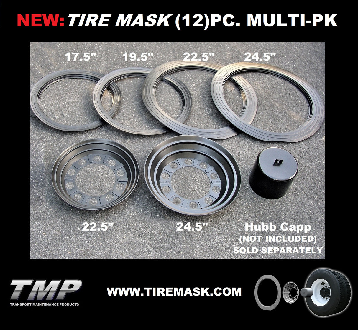 TM PRODUCTS - TMP04533 - (12) pc MULTI PACK - (8) Tire Masks + (4) Rim shields, Reusable