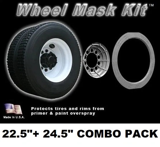 TM PRODUCTS ­-­ TMP04535 ­-­ 22.5" + 24.5" Wheel Mask Combo Pack - (8) Tire Masks + (8) Rim Shields, Reusable