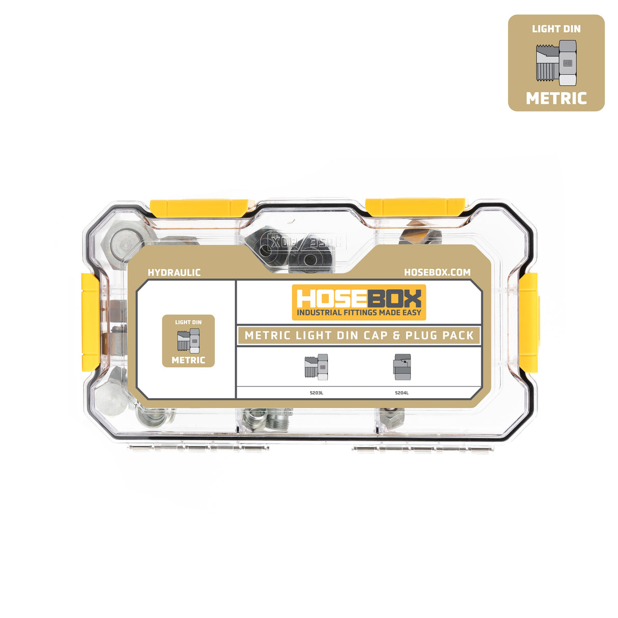 HOSEBOX ­-­ HB2027-004 ­-­ METRIC LIGHT DIN CAPS AND PLUGS
