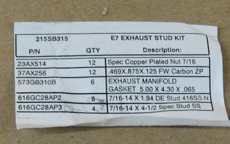 MACK ­-­ 215SB315 ­-­ E7 EXHAUST STUD KIT