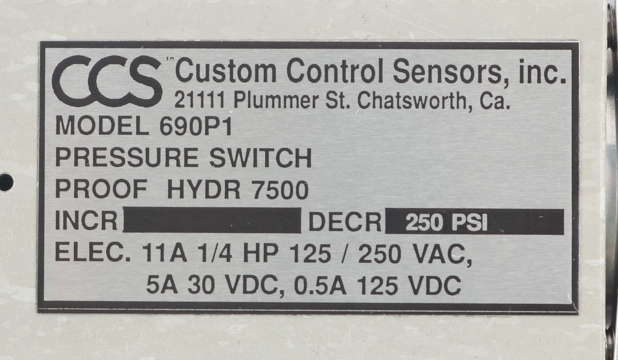CUSTOM CONTROL SENSORS  ­-­ 690P1 ­-­ SWITCH