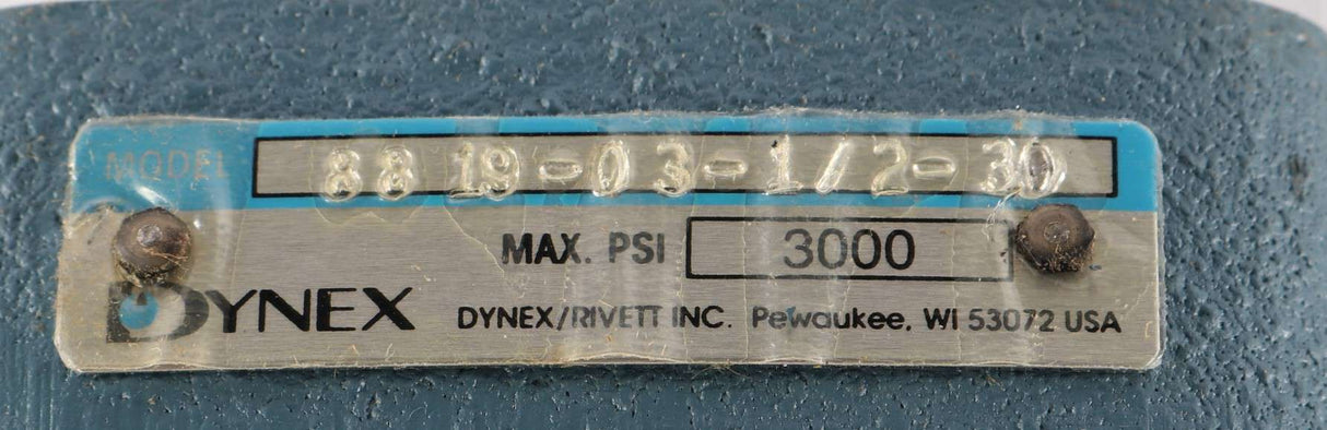 DYNEX RIVETT ­-­ 8819-03-1/2-30 ­-­ PRESSURE CONTROL VALVE 3000 MAX. PSI