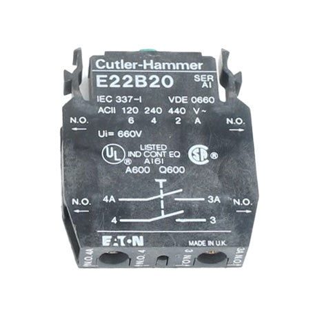 CUTLER HAMMER  ­-­ E22B20 ­-­ CONTACT BLOCK 2NO