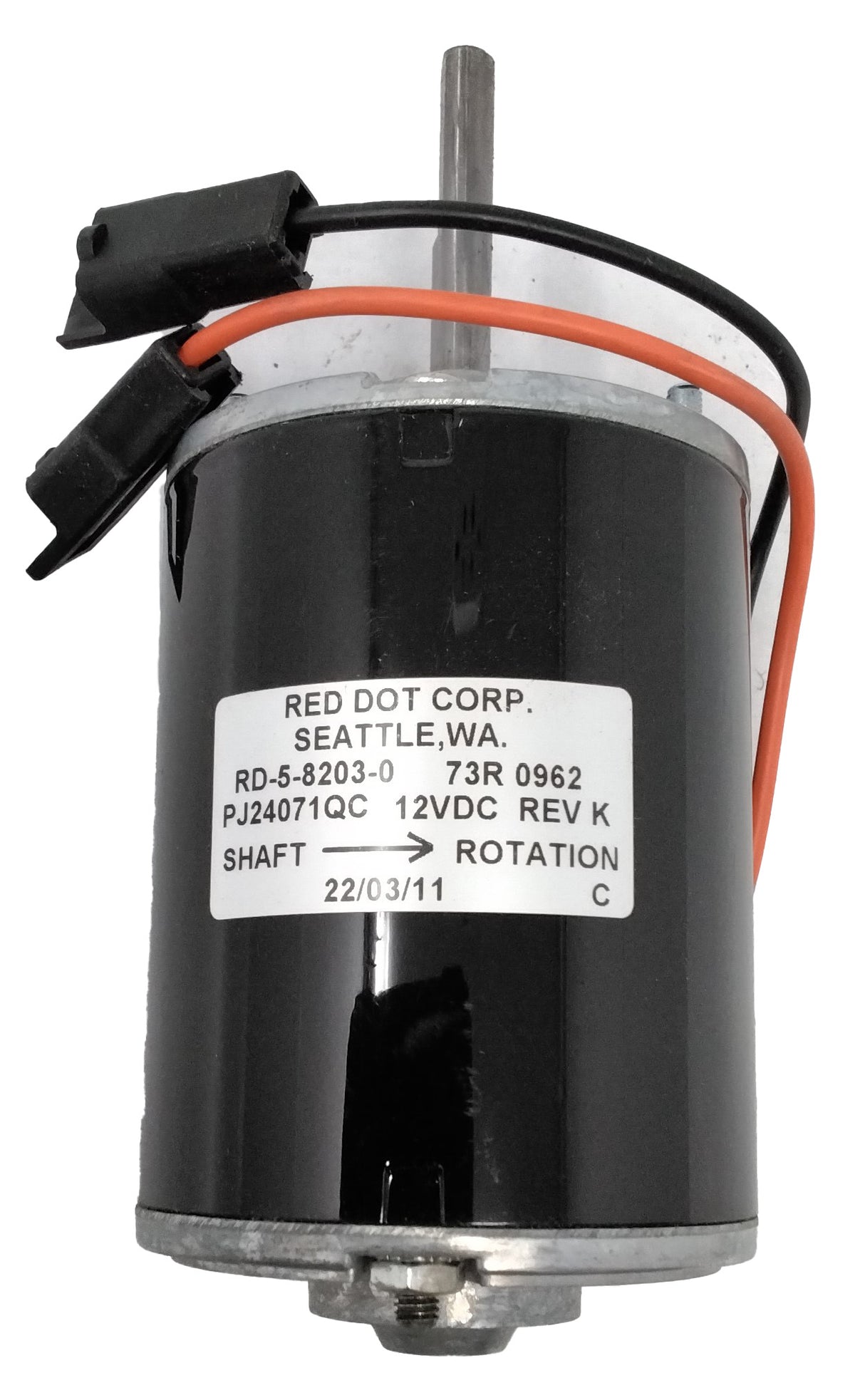 RED DOT ­-­ RD-5-8203-0P ­-­ BLOWER MOTOR 12VDC  REV K  CCW