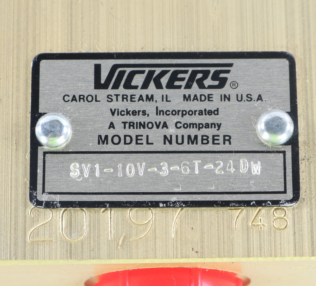 VICKERS  ­-­ SV1-10V-3-6T-24DW ­-­ 3-WAY 2-POS SOLENOID VALVE 210 BAR  10 SIZE  24VDC