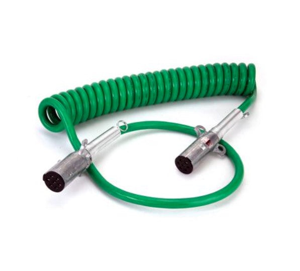 VELVAC ­-­ 590163 ­-­ 7-WAY ABS COILED CABLE 15' W/ 40" & 12" LEAD GREEN