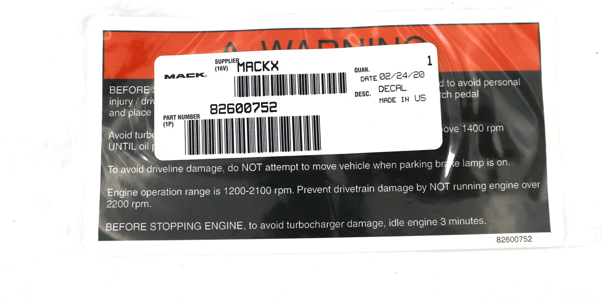 VOLVO ­-­ 82600752 ­-­ DECAL