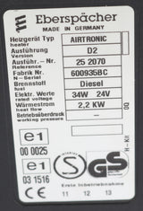 VOLVO ­-­ 11715616 ­-­ HEATER -AIRTRONIC 24V EBERSPACHER 25.2070.05.00.00
