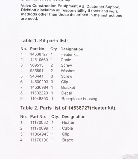 VOLVO ­-­ 14578908 ­-­ ENGINE HEATER
