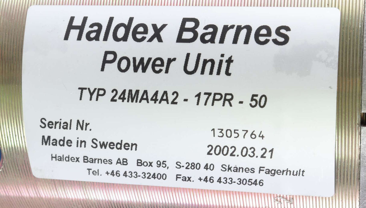 HALDEX-BARNES ­-­ 24MA4A2-17PR-50 ­-­ POWER UNIT: ELECTRIC MOTOR/HYDRAULIC GEAR PUMP ASM