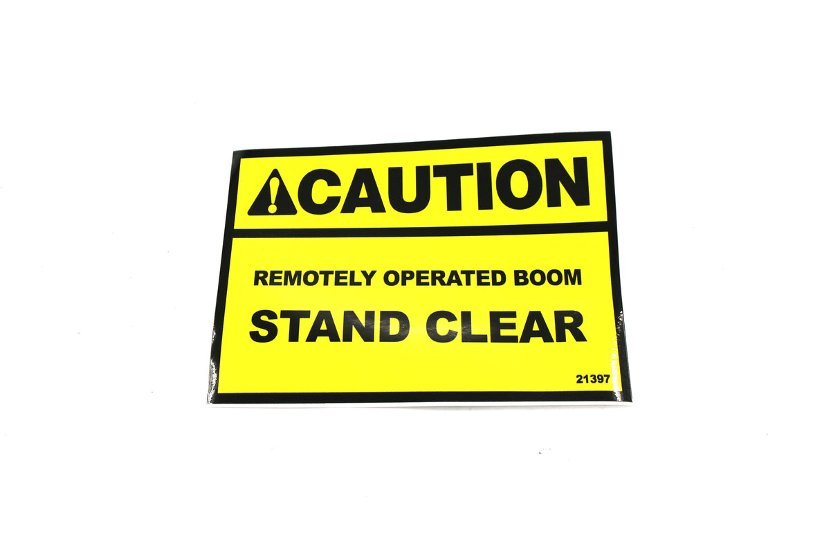 SCHWARZE ­-­ 21397 ­-­ CAUTION! REMOTE OPERATED BOOM DECAL