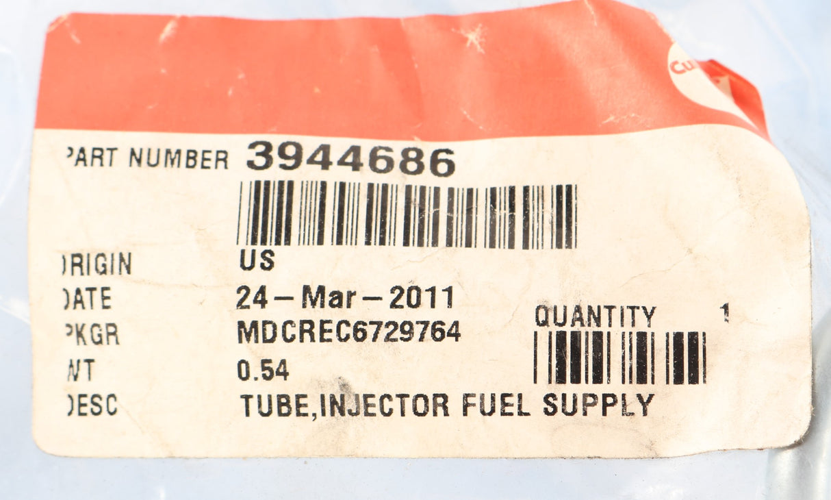 CUMMINS ­-­ 3944686 ­-­ INJECTOR FUEL SUPPLY TUBE FOR TIER 2 CONST. 8.3L C