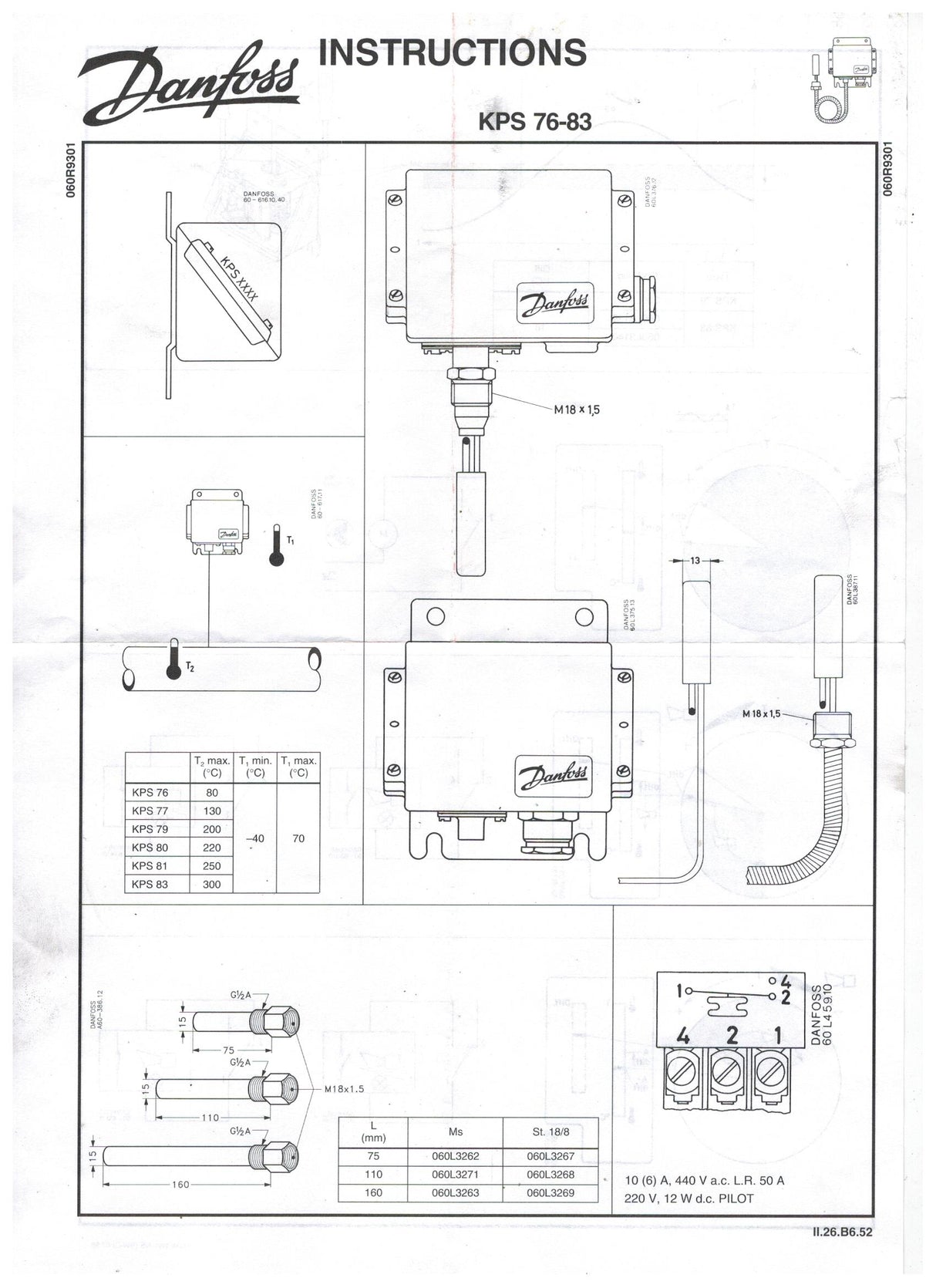 DANFOSS ­-­ 060L3108 ­-­ THERMOSTAT TYPE KPS83