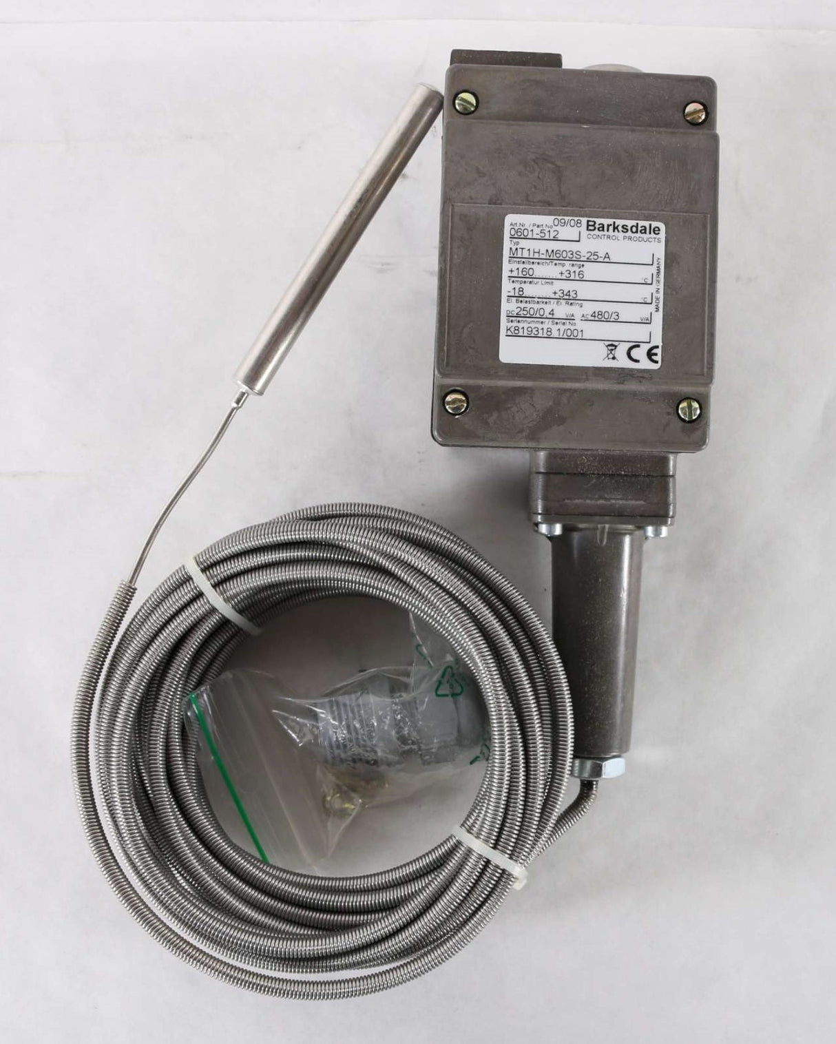 BARKSDALE CONTROL ­-­ 0601-512 ­-­ TEMPERATURE SWITCH