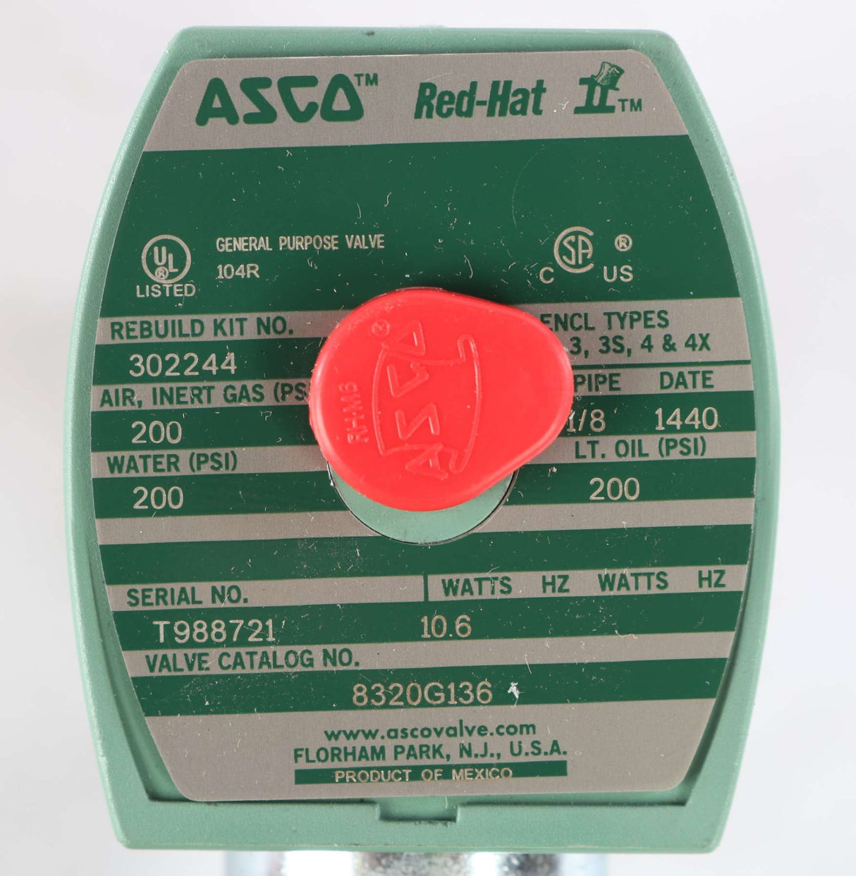 EMERSON - ASCO / JOUCOMATIC / REDHAT ­-­ J7309 ­-­ SOLENOID VALVE