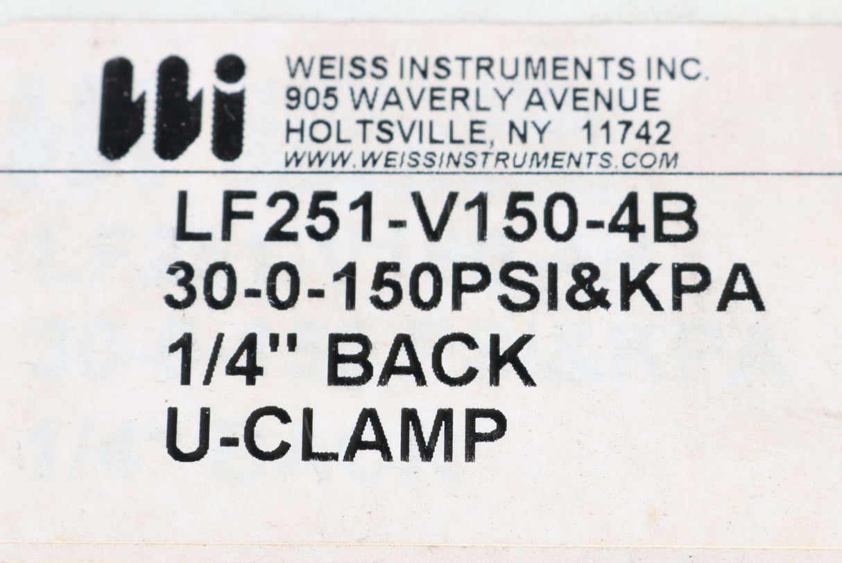 WEISS INSTRUMENTS ­-­ LF251-V150-4B ­-­ GUAGE