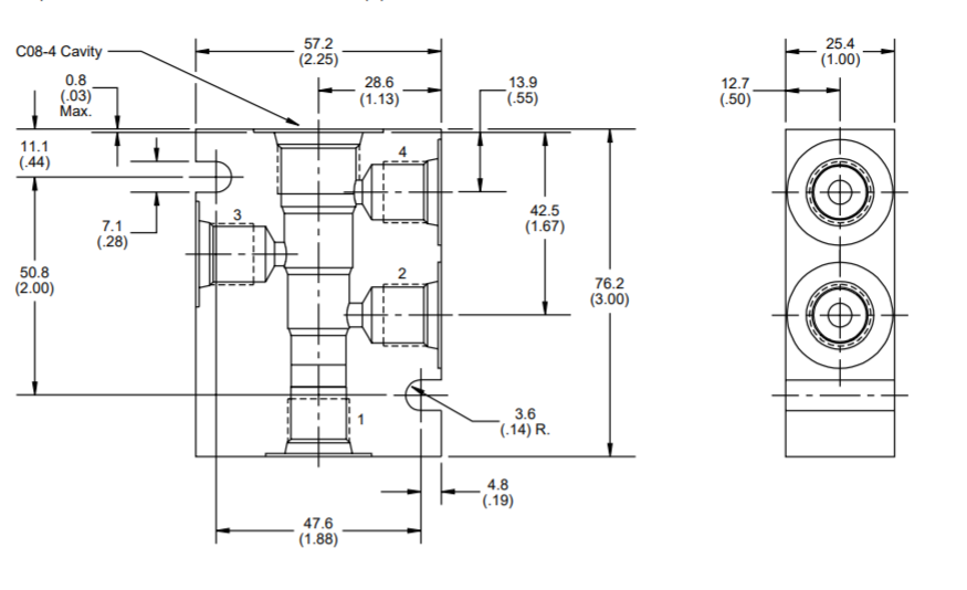 PARKER ­-­ B08-4-A4P ­-­ VALVE BODY FOR BLOCK C08-4 ALUMINUM NPTF 1/4