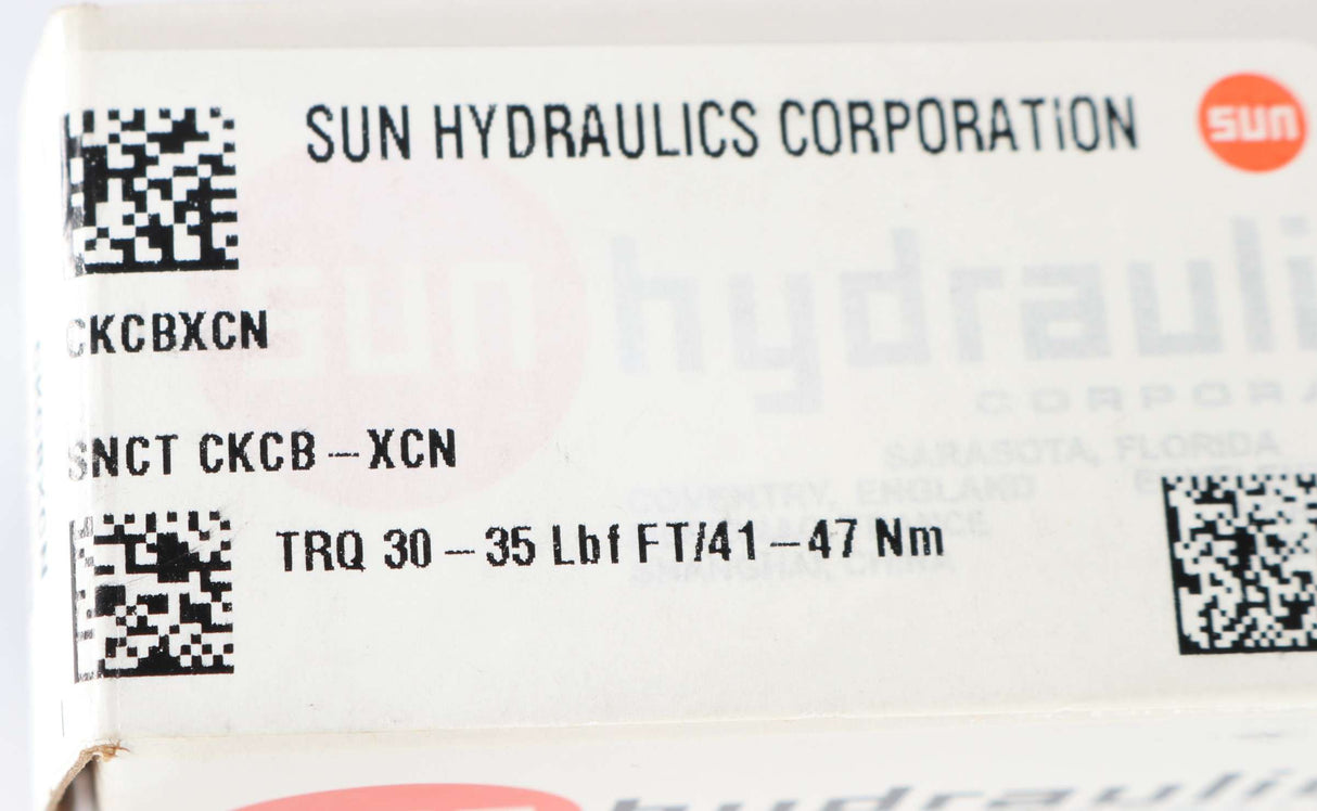 SUN HYDRAULICS   ­-­ CKCB-XCN ­-­ HYDRAULIC CHECK VALVE CARTRIDGE: PILOT OPERATED