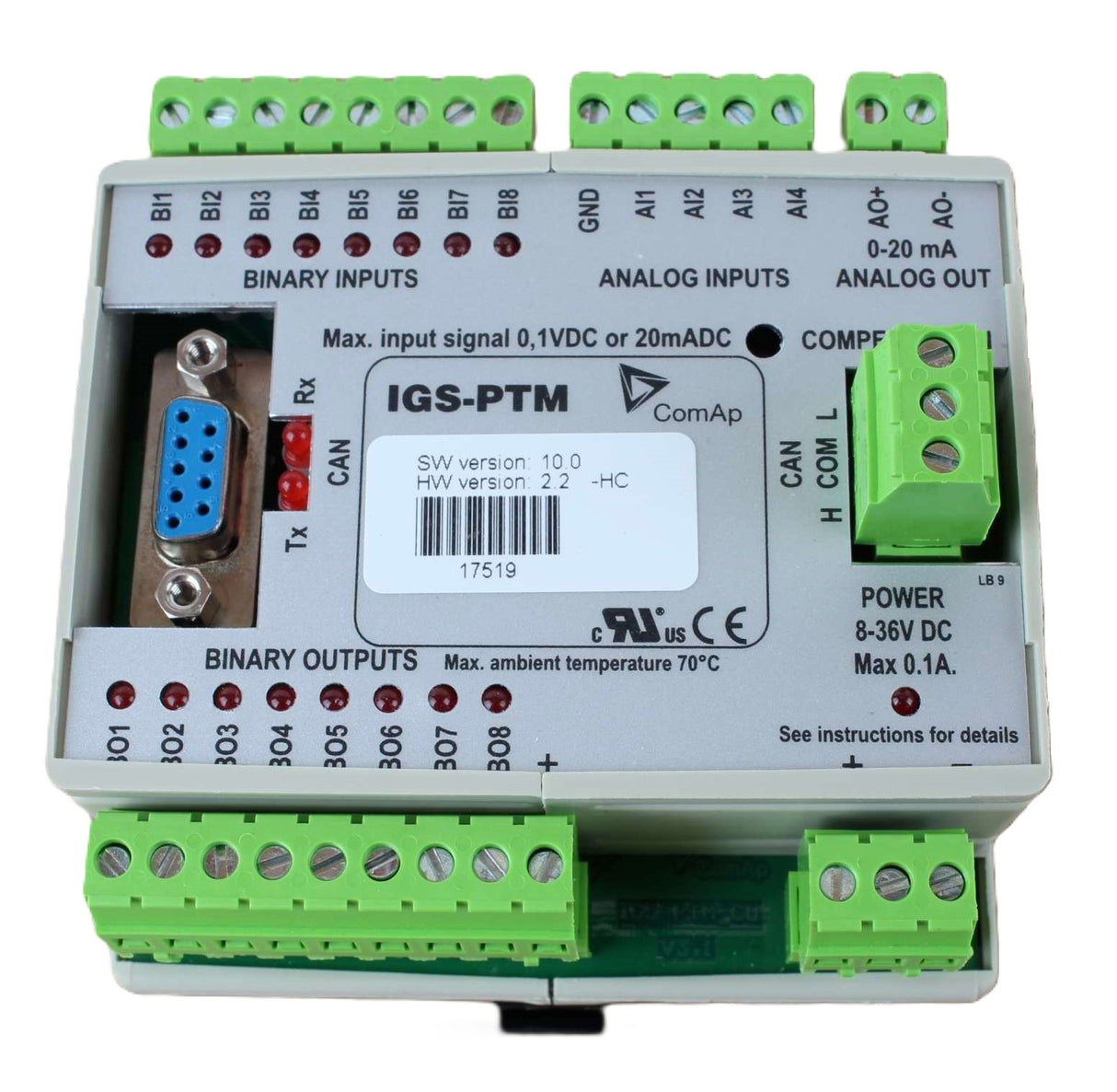 COMAP ­-­ IGS-PTM ­-­ ANALOG/BINARY INPUT/OUTPUT MODULE