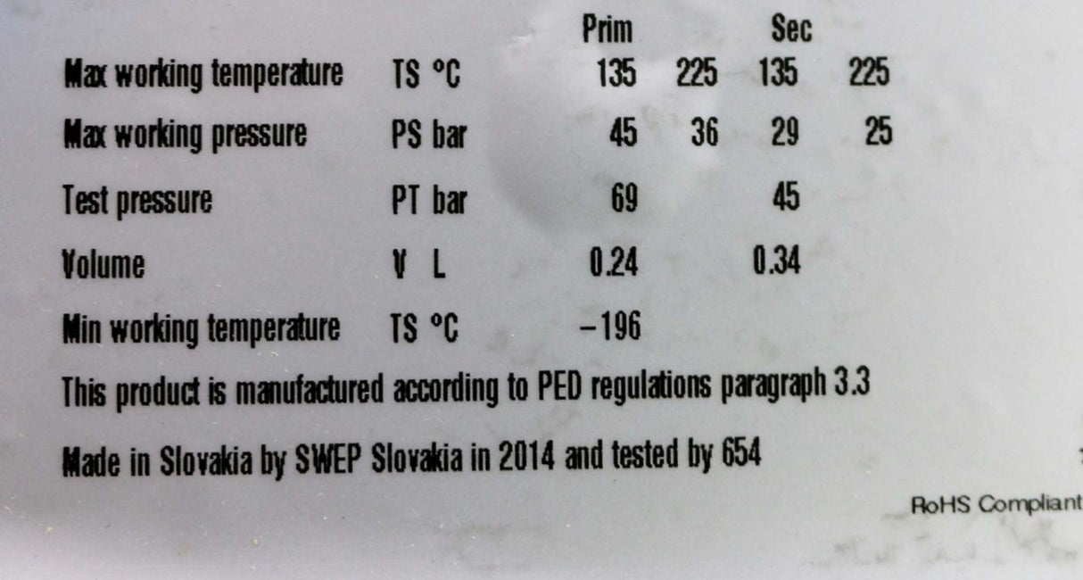 SWEP DIVISION  ­-­ B5ASHX24/1P-SC-M3/4"/2X1/2"INT+M26 ­-­ OIL COOLER - BRAZED PLATE HEAT EXCHANGER