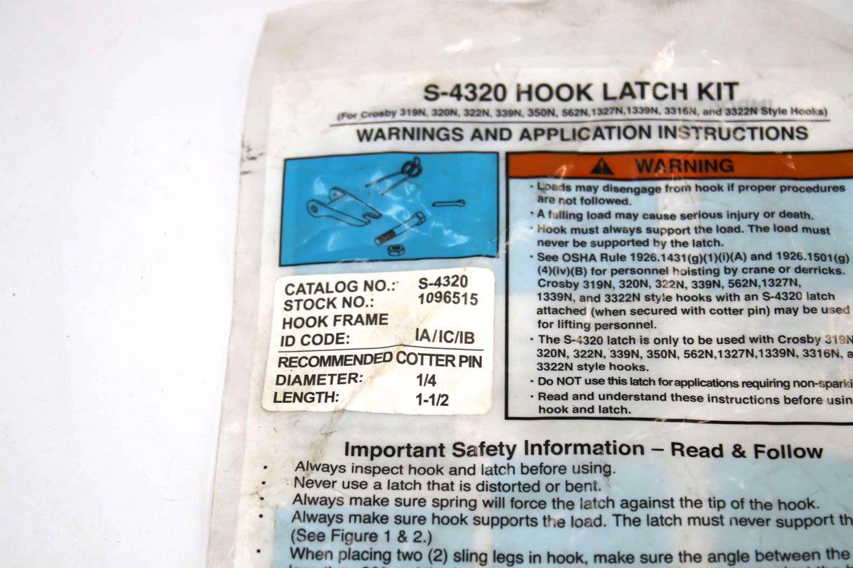 JLG ­-­ 9577420097 ­-­ LATCH REPAIR KIT - 5 TON HOOK