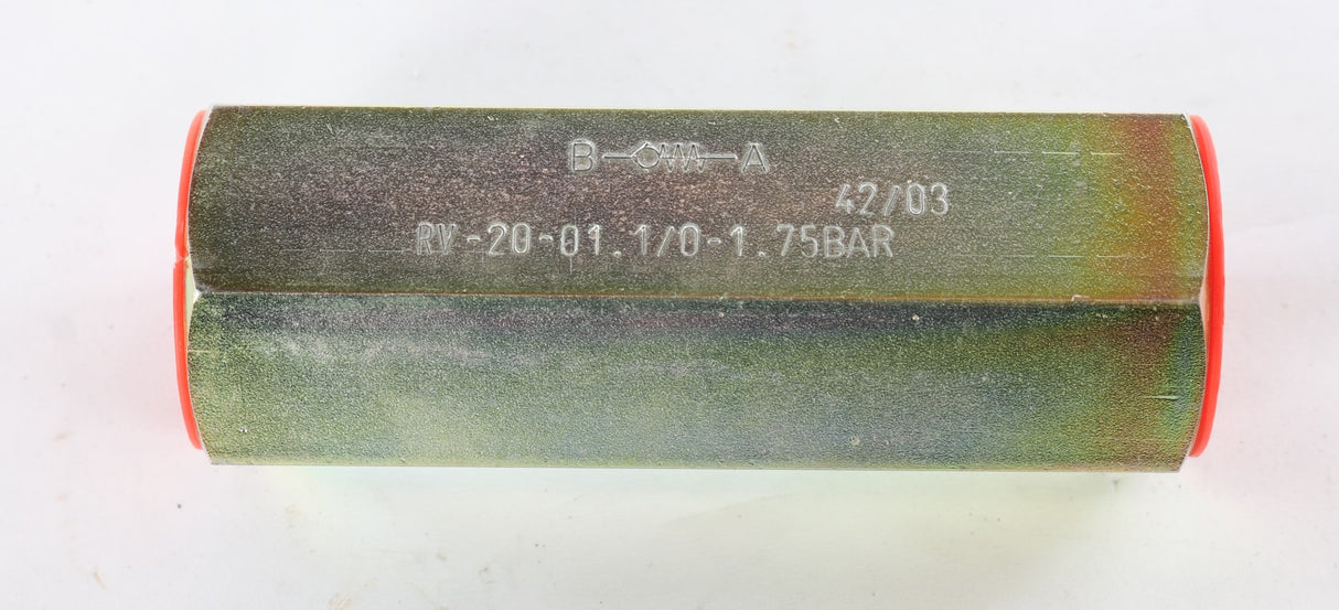 FLUTEC VALVES ­-­ RV-20-01.1/0 ­-­ INLINE HYDRAULIC CHECK VALVE