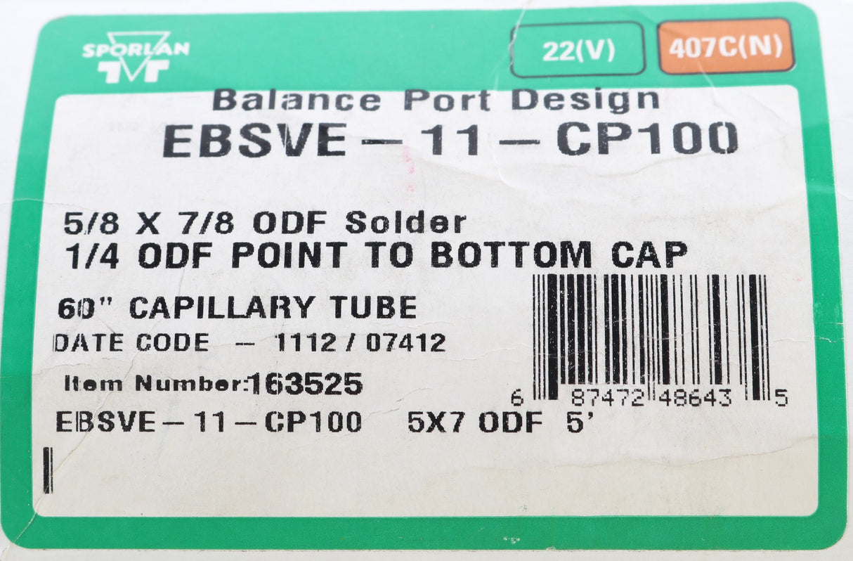 SPORLAN ­-­ EBSVE-11-CP100 ­-­ THERMOSTATIC EXPANSION VALVE R-22