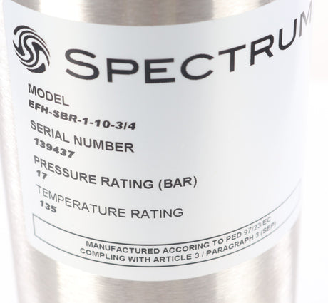 SPECTRUM FILTRATION ­-­ EFH-SBR-1-10-3/4 ­-­ FILTER HOUSING - STAINLESS STEEL