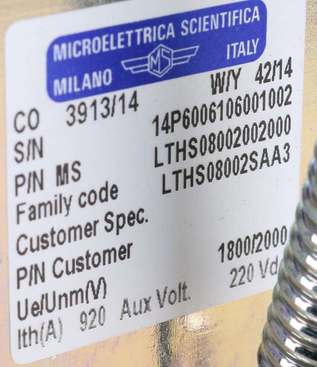 MICROELETTRICA SCIENTIFICA SpA  ­-­ LTHS08002002000 ­-­ CONTACTOR 220VDC