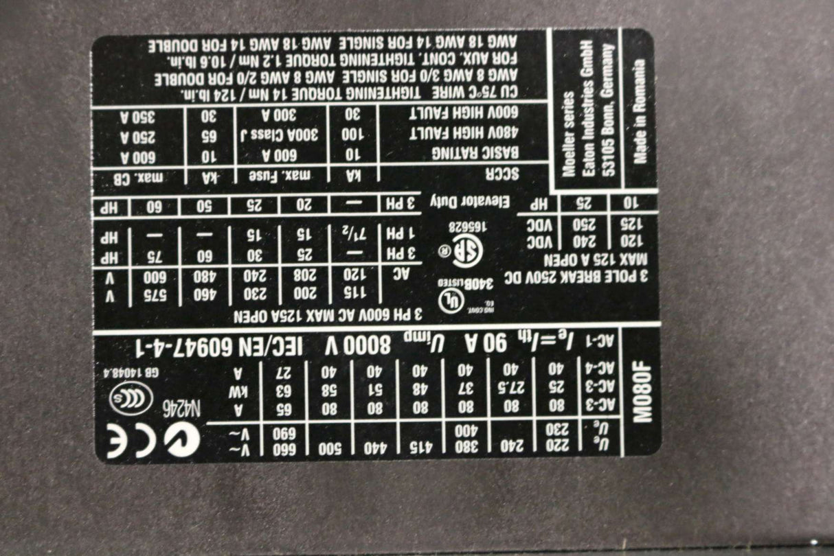 CUTLER HAMMER  ­-­ XTCX080F00TD ­-­ REVERSING CONTACTOR ASM 80A