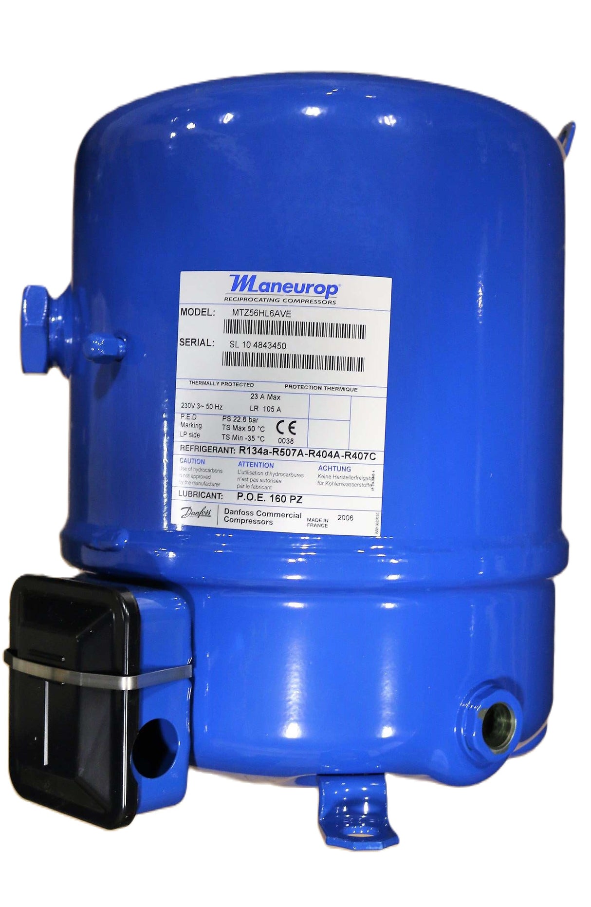 DANFOSS ­-­ MTZ56HL6AVE ­-­ REFRIGERATION COMPRESSOR 230V 3PH 50Hz