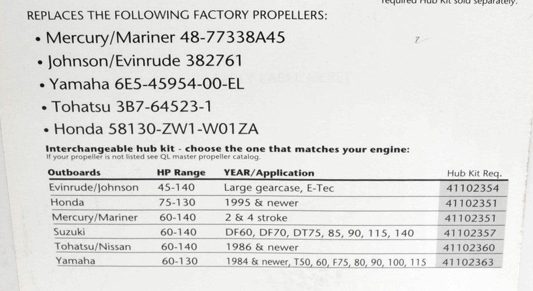 IWS ­-­ 14X11RH ­-­ QL MARINE 3-BLADE D SERIES ALUMINUM PROPELLER