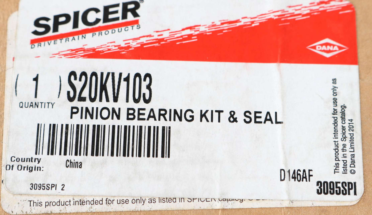 DANA - SPICER HEAVY AXLE ­-­ S20KV103 ­-­ PINION BEARING KIT & SEAL