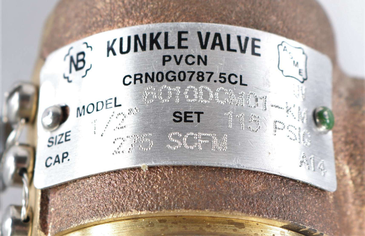 EMERSON - KUNKLE VALVE/CASH ­-­ 6010DCM01-KM-115 ­-­ PRESSURE RELIEF VALVE 115PSI 1/2MNPT X 3/4FNPT