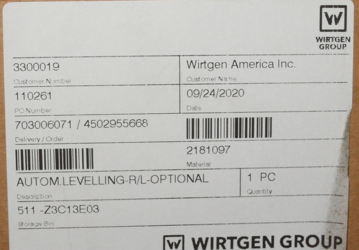 WIRTGEN ­-­ 2181097 ­-­ AUTOM.LEVELLING-R/L-OPTIONAL